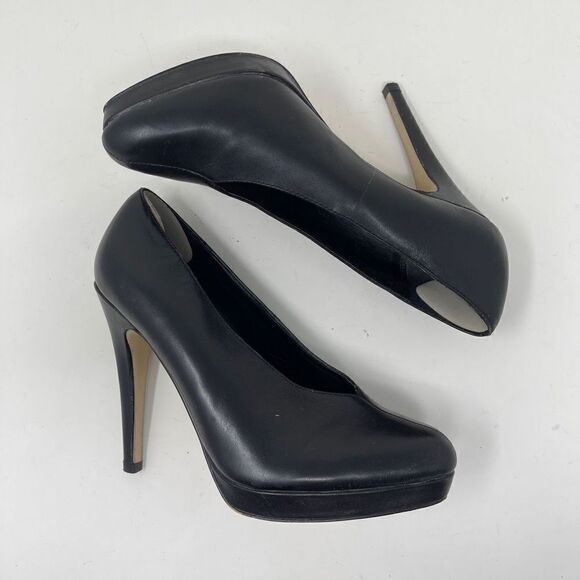 Aldo Women's Platform Pump Heels Almond Toe Black Leather Size EU 36 - Picture 5 of 11